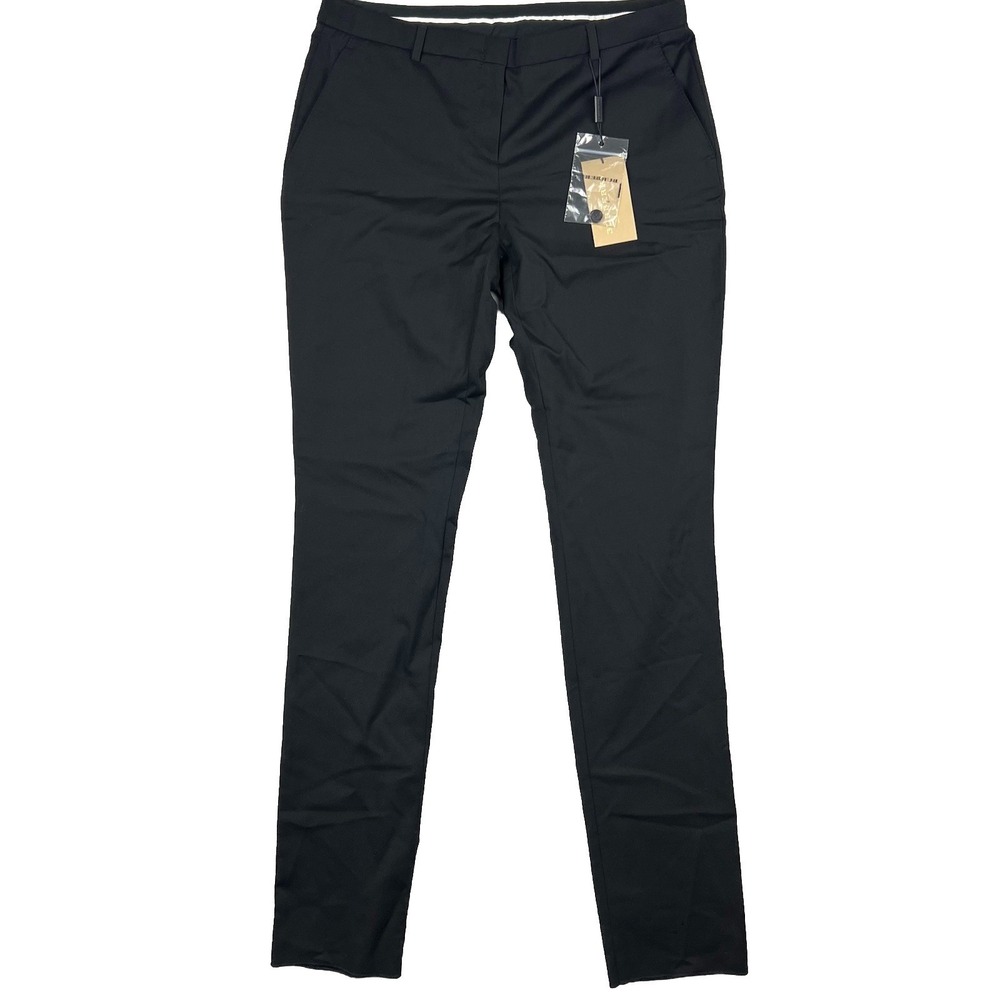 NWT FLAW Burberry Black Wool Dress Pants Women Size 10 Tailored‎ Trousers Career